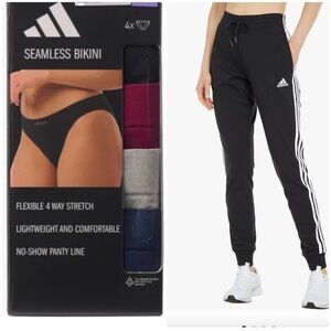 NWT Adidas Bundle! Black Joggers with White Logo and 4 pack underwear. Size Med